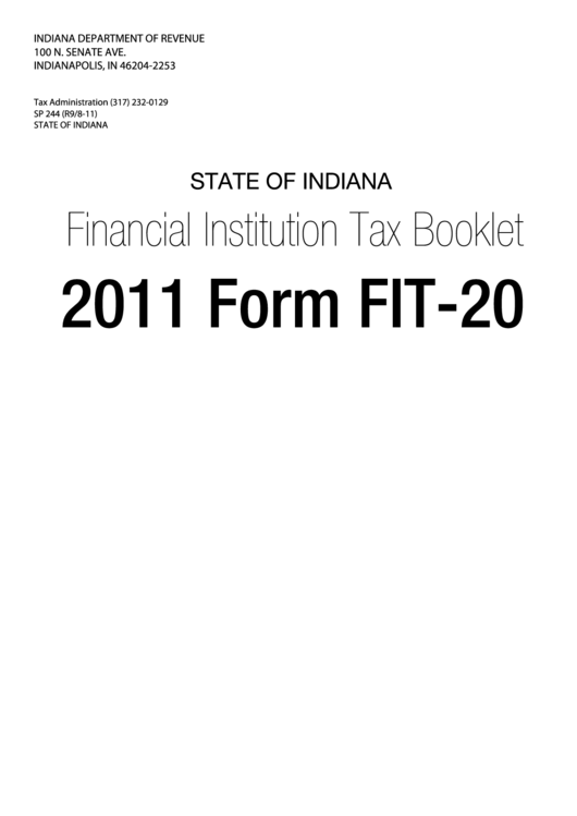 Instructions For Form Fit-20 - Indiana Financial Institution Tax Return - 2011 Printable pdf