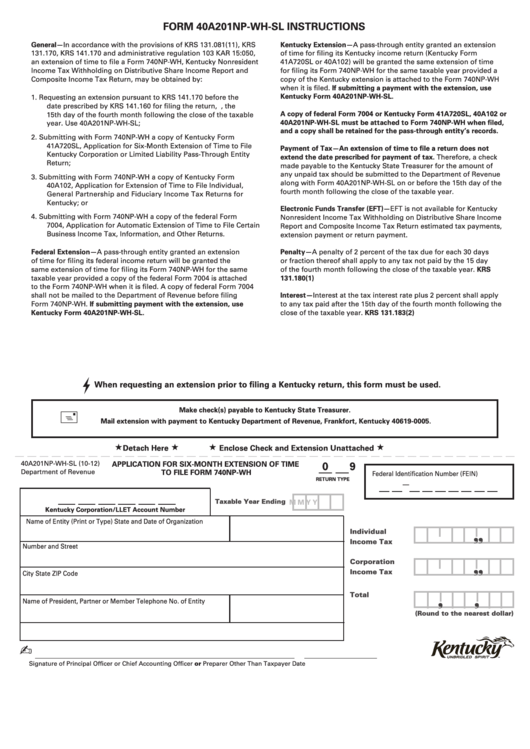 Form 740np-Wh - Application For Six-Month Extension Of Time Printable pdf