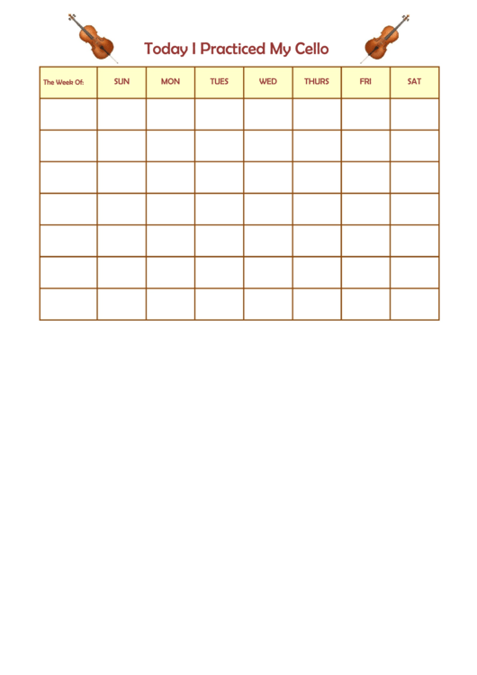 Today I Practiced My Cello Behavior Chart Printable pdf