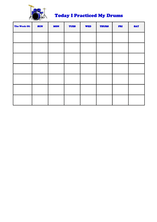 Today I Practiced My Drums Behavior Chart Printable pdf