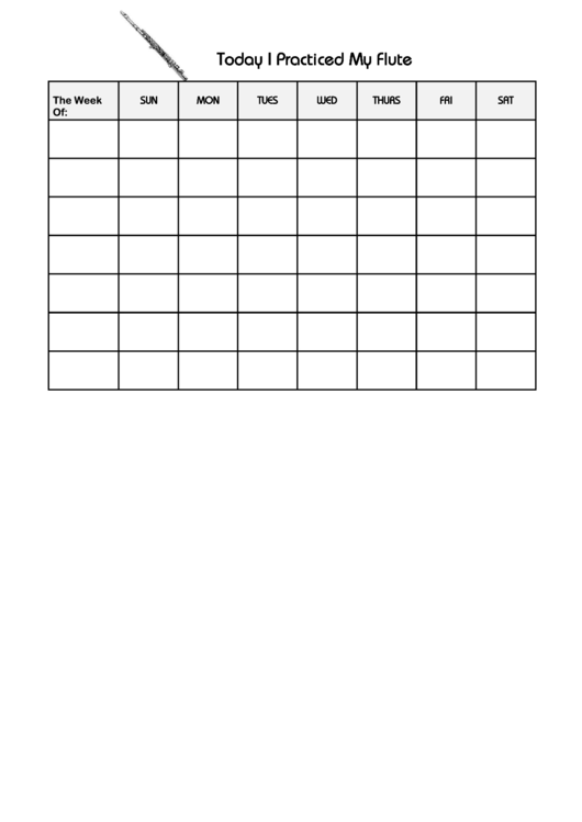 Today I Practiced My Flute Behavior Chart Printable pdf