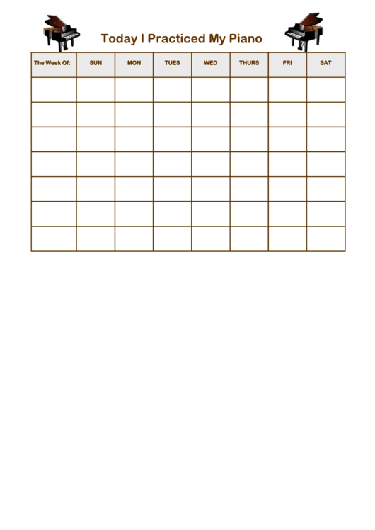 Today I Practiced My Piano Behavior Chart Printable pdf