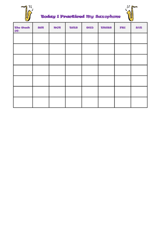 Today I Practiced My Saxophone Behavior Chart Printable pdf