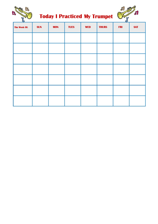 Today I Practiced My Trumpet Behavior Chart Printable pdf