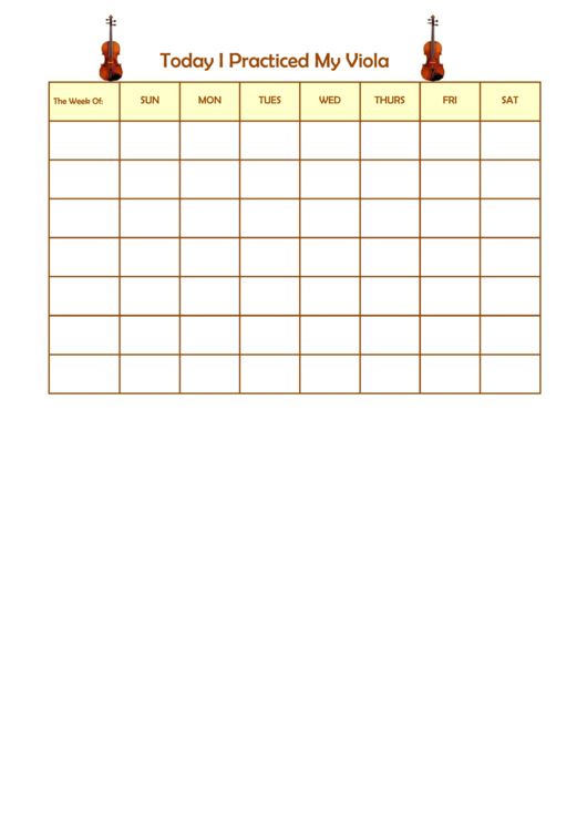 Today I Practiced My Viola Behavior Chart Printable pdf