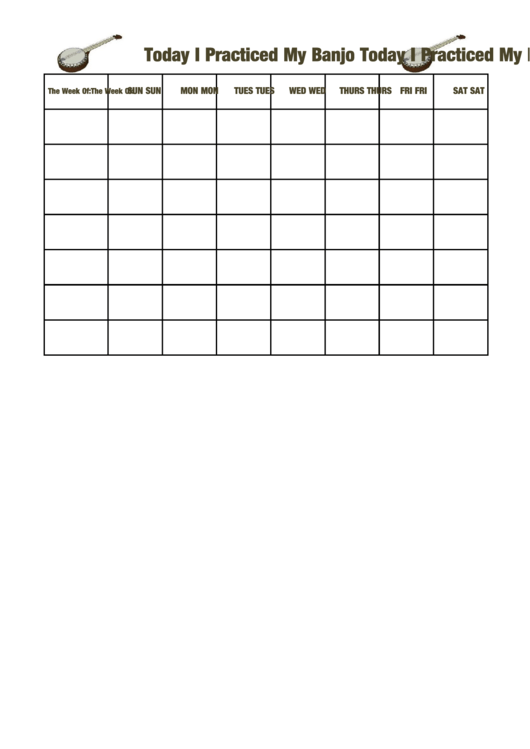 Today I Practiced My Banjo Behavior Chart Printable pdf