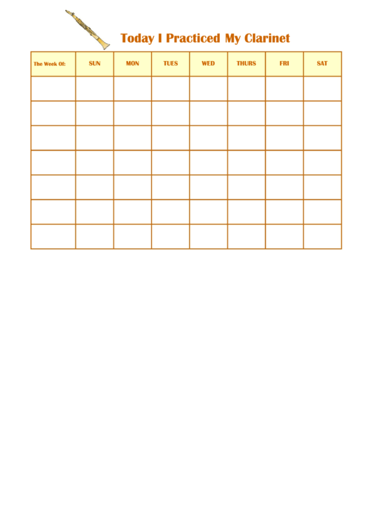 Today I Practiced My Clarinet Behavior Chart Printable pdf