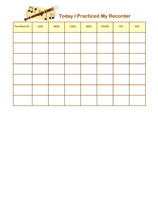 Today I Practiced My Recorder Behavior Chart Printable pdf