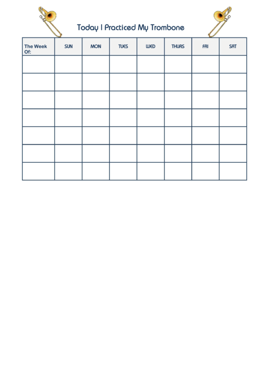 Today I Practiced My Trombone Behavior Chart Printable pdf