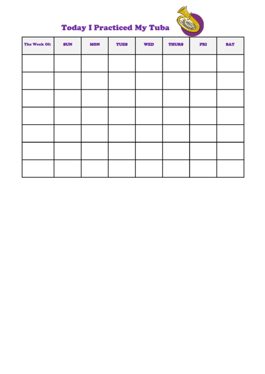 Today I Practiced My Tuba Behavior Chart Printable pdf