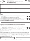 Form Rp-425 - Application For School Tax Relief (star) Exemption