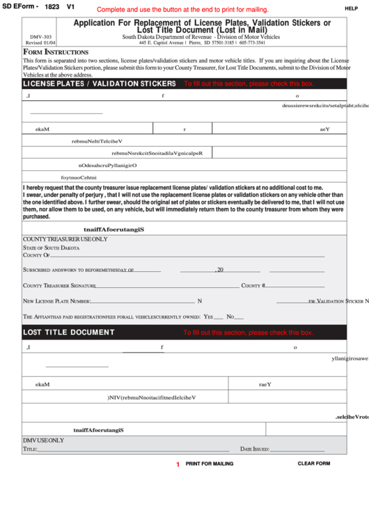 application for replacement title