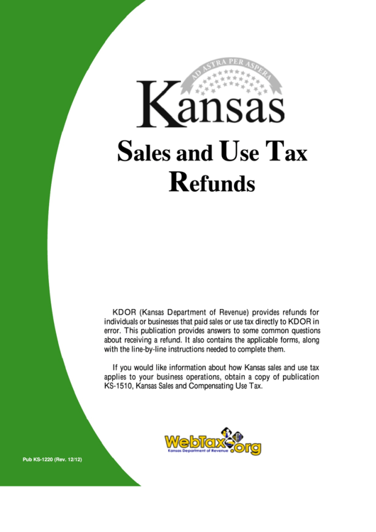 Kansas Sales And Use Tax Refunds Booklet printable pdf download