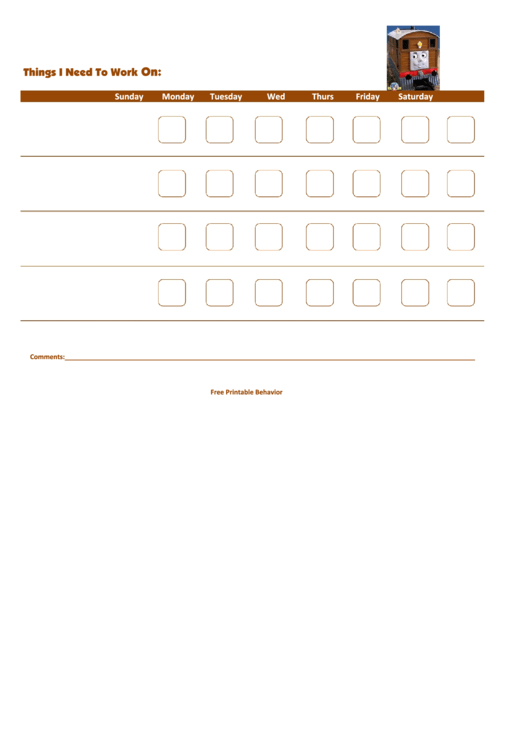 Toby Weekly Behavior Chart Printable pdf