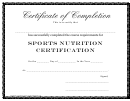 Sports Nutrition Certificate Template