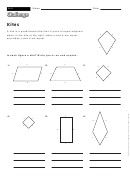 Kites - Geometry Worksheet With Answers