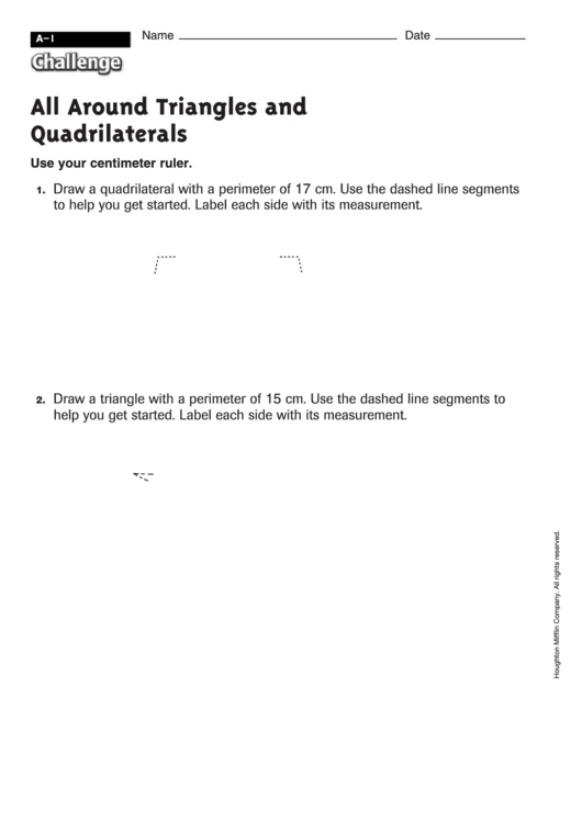 All Around Triangles And Quadrilaterals - Geometry Worksheet With Answers Printable pdf