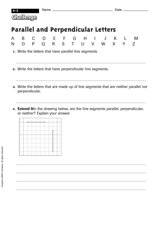 Parallel And Perpendicular Letters - Geometry Worksheet With Answers Printable pdf