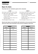 Race To Zero - Math Worksheet Printable pdf