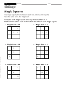 Magic Squares - Math Worksheet With Answers