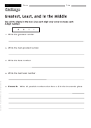 Greatest, Least, And In The Middle - Math Worksheet With Answers