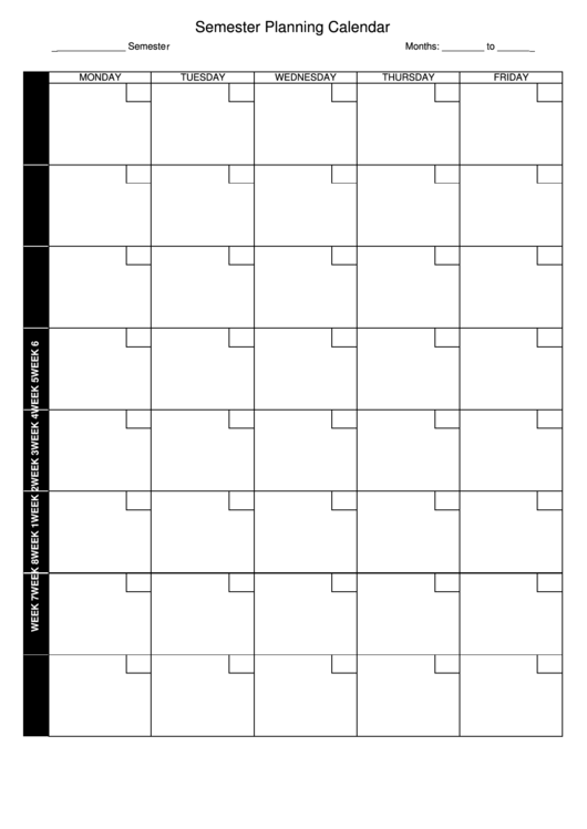 Semester Planning Calendar Template Printable pdf