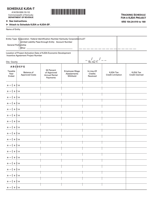Form 41a720-S28 - Schedule Kjda-T - Tracking Schedule Printable pdf
