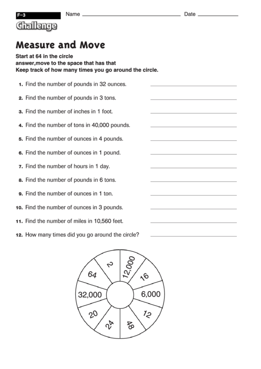 Measure And Move - Measurement Worksheet With Answers Printable pdf