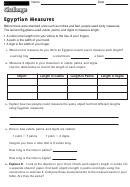 Egyptian Measures - Measurement Worksheet With Answers