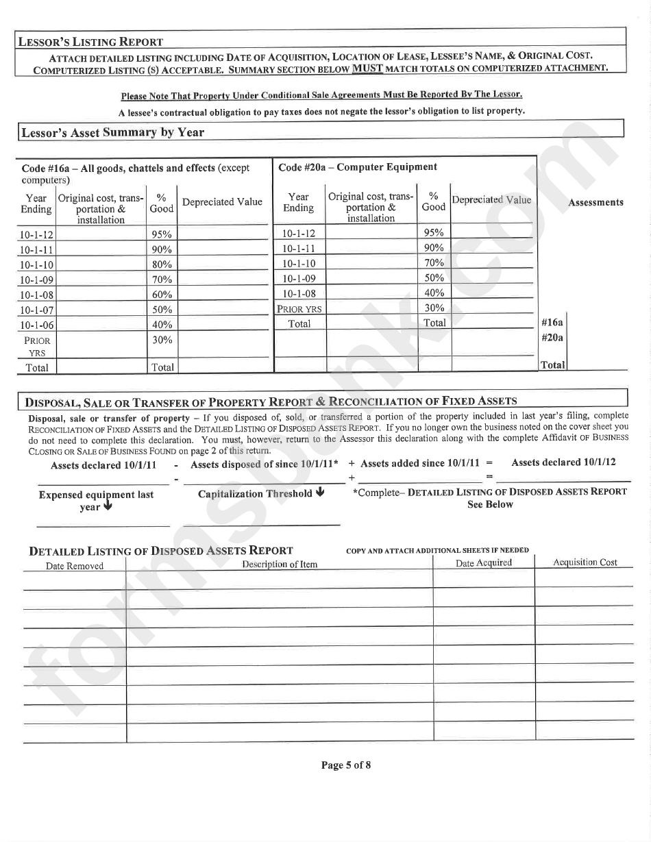 Confidential Declaration Of Personal Property - City Of Bridgeport - 2012