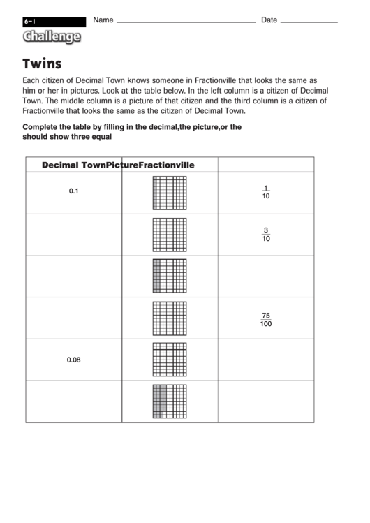 Twins - Math Worksheet With Answers Printable pdf