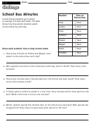 School Bus Minutes - Fractions Worksheet With Answers
