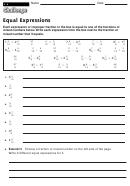 Equal Expressions - Fractions Worksheet With Answers