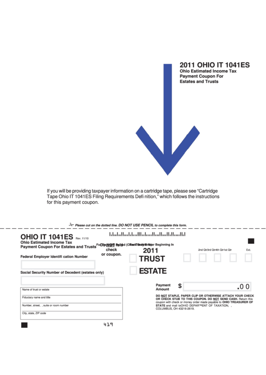 Fillable Form It 1041es Ohio Estimated Tax Payment Coupon For