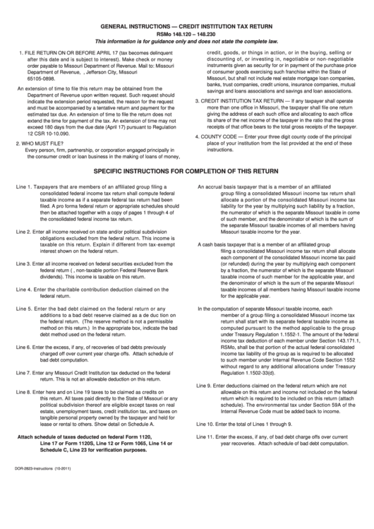 General Instructions-Credit Institution Tax Return Printable pdf