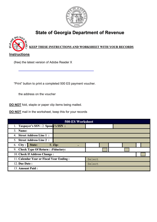 Form 500 Es - Individual Estimated Tax - 2011 Printable pdf