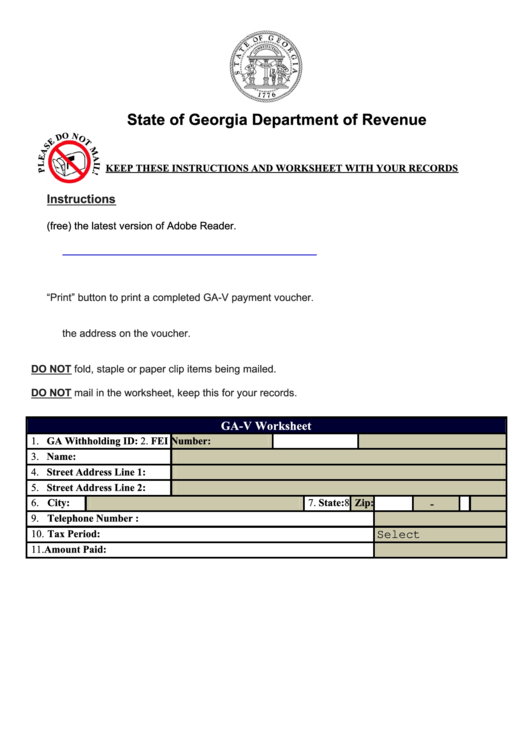 Form Ga-V - Withholding Payment Voucher Printable pdf
