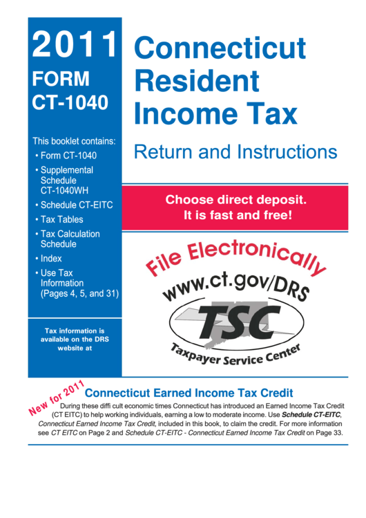 Instructions For Form Ct-1040 - Connecticut Resident Income Tax - 2011 Printable pdf