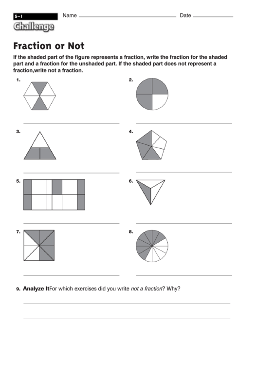 Fraction Or Not - Fractions Worksheet With Answers