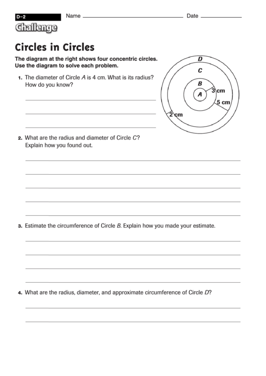 Circles In Circles - Geometry Worksheet With Answers Printable pdf