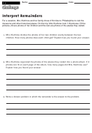 Interpret Remainders - Math Worksheet With Answers