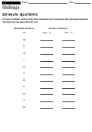 Estimate Quotients - Math Worksheet Printable pdf
