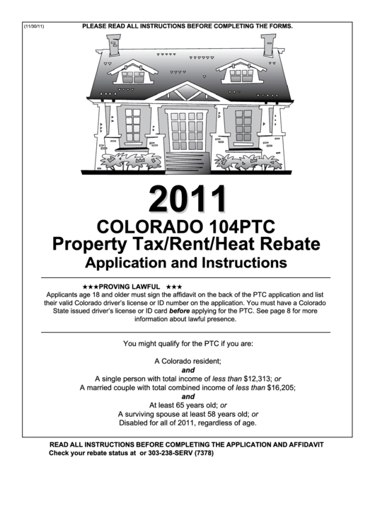 Form 104ptc Property Tax rent heat Rebate Application And Instructions 2011 Printable Pdf Download