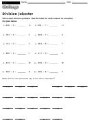 Division Jokester - Division Worksheet With Answers
