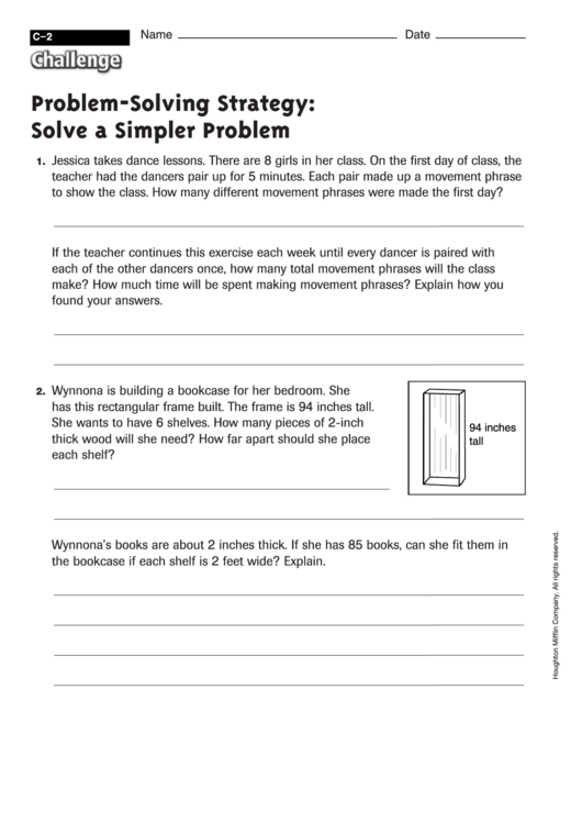 Problem-Solving Strategy: Solve A Simpler Problem - Math Worksheet With Answers Printable pdf