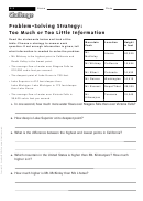 Problem-solving Strategy: Too Much Or Too Little Information - Math Worksheet With Answers