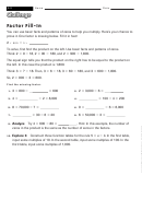 Factor Fill-in - Multiplication Worksheet With Answers