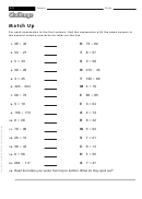 Match Up - Math Worksheet With Answers