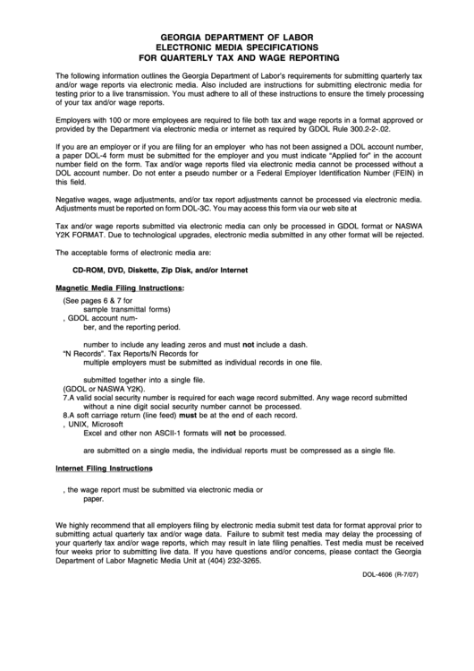 Electronic Media Transmittal Form - Georgia Department Of Labor Printable pdf