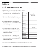 South American Countries - Area Worksheet With Answers